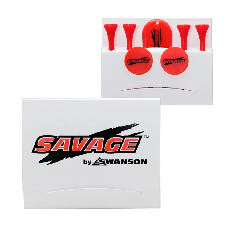 Golf Tee Matchbook w/ Four 2 3/4" Tees, 2 Ball Markers, 1 Divot Tool 1