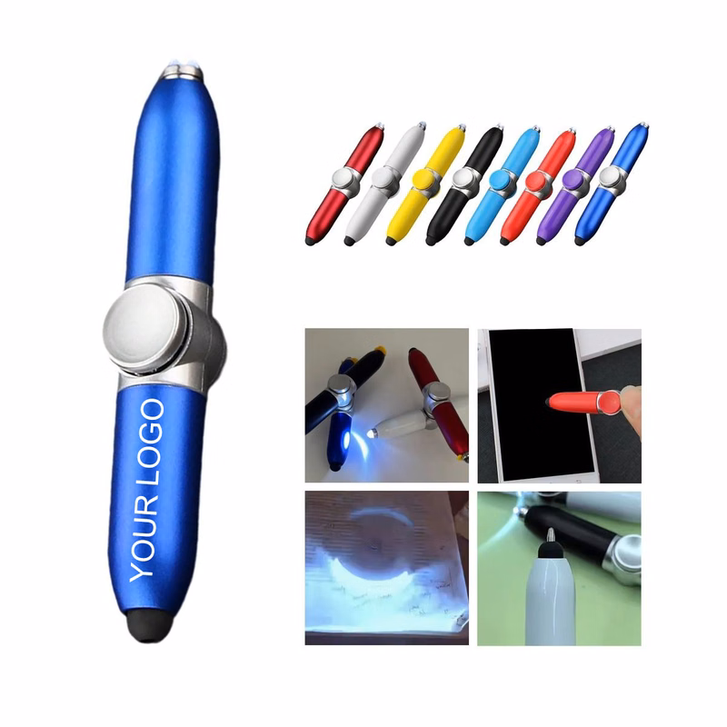 LED Fidget Pen 0.4" x 5.12" with Touch Screen Stylus and Logo Imprint