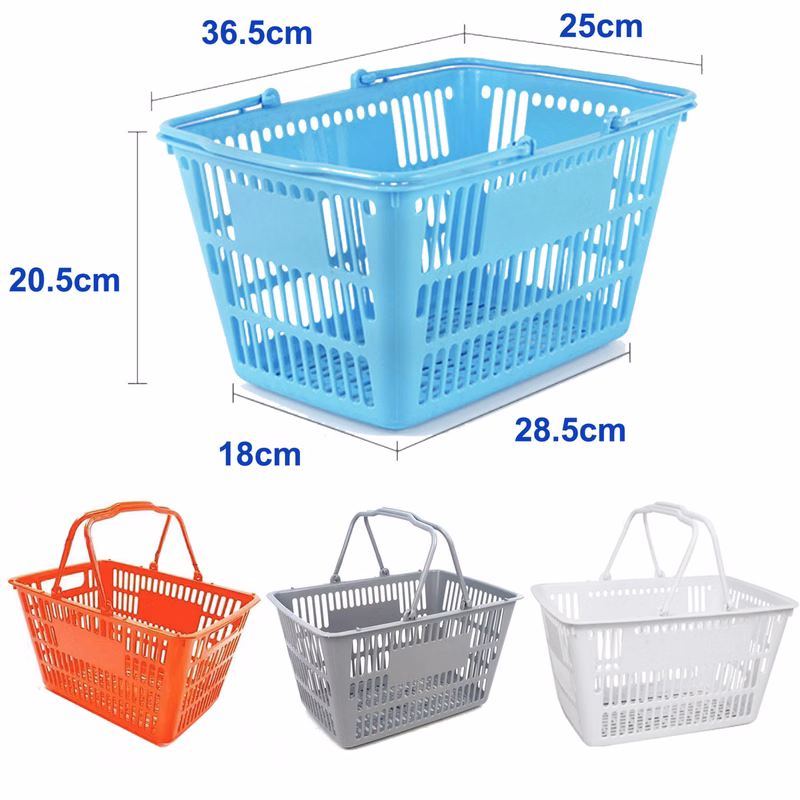 18 Liters Reusable Plastic Folding Stackable Retail Store Grocery Basket With Handles