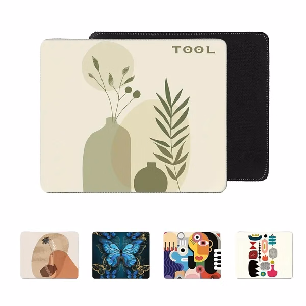 Custom 8.6 x 7 Inch Rubber Mouse Pad with Stitched Edge — Office Gaming Desk Mat