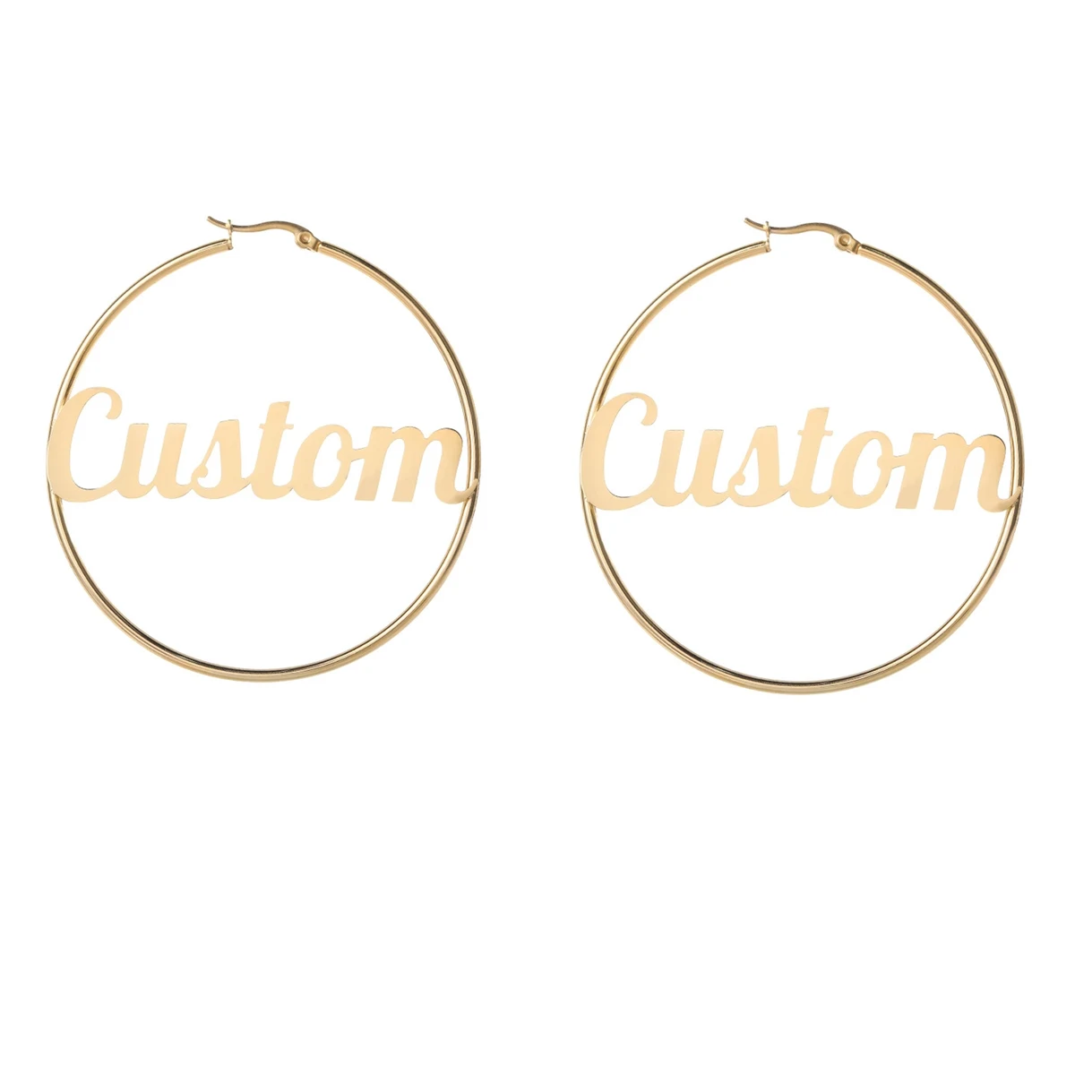 2.4" Big Hoop Earrings Stainless Steel Rose Gold Silver 1