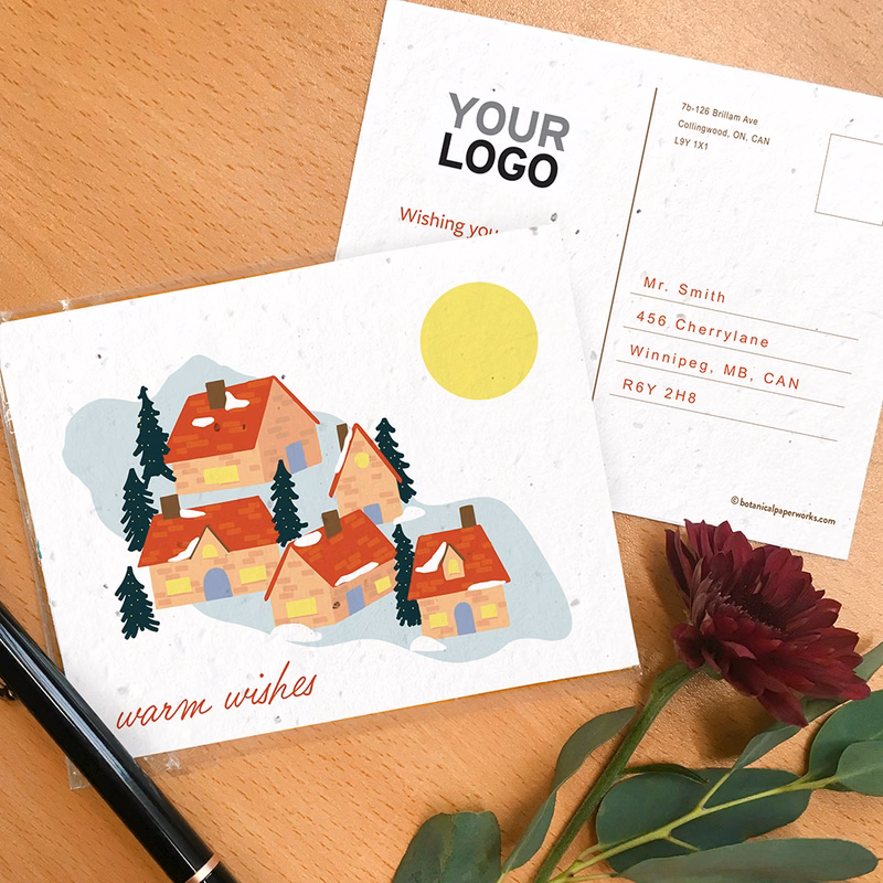 Cozy Village Plantable Holiday Postcards