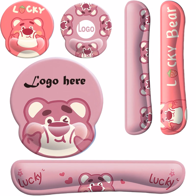 Ergonomic Two Piece Rubber Wrist Rest Mouse Pad Set
