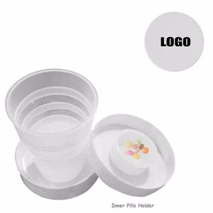White Plastic Cup With Built In Pill Box