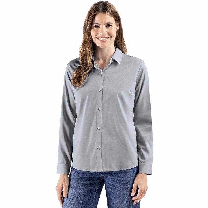 Cutter & Buck Skyline End on End Recycled Long Sleeve Womens Dress Shirt