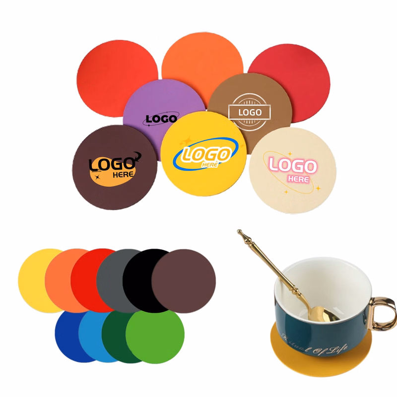 Reusable Round Soft PVC Coaster Full Color Print MOQ50