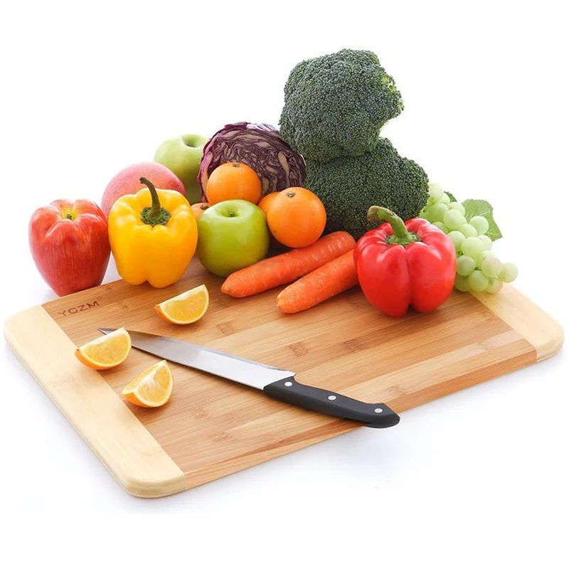 Oceanside 2-Tone 11" x 8.75" Bamboo Cutting and Serving Board 1