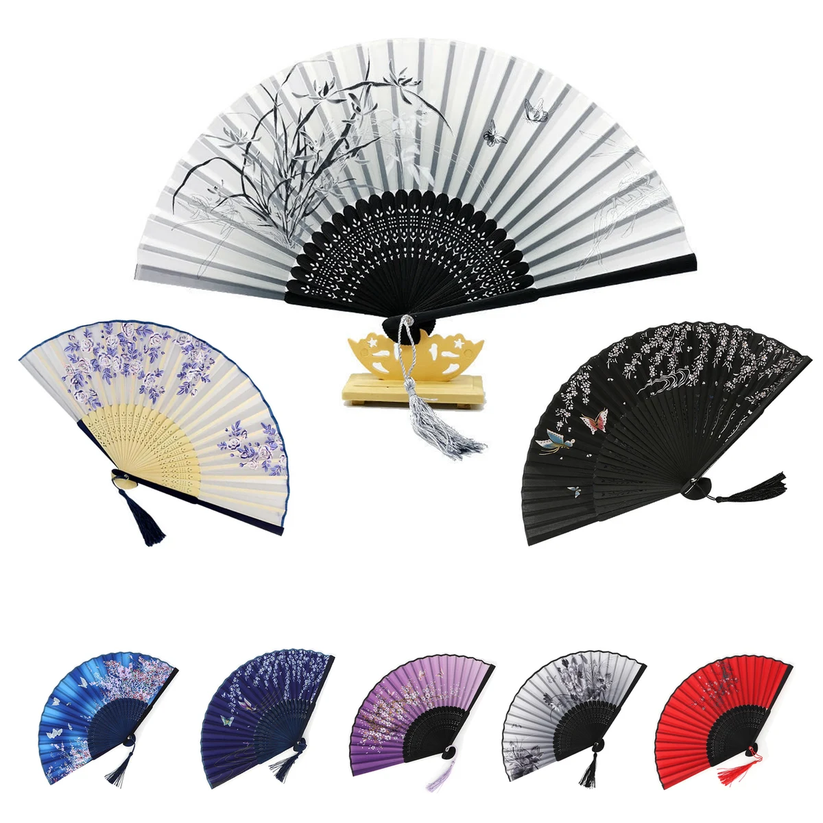 Handheld Floral Folding Fans 1