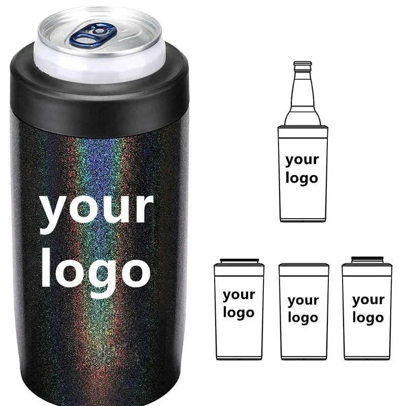Custom 4-in-1 Stainless Steel Insulated Beer Can Holder, custom koozie with logo imprint 1