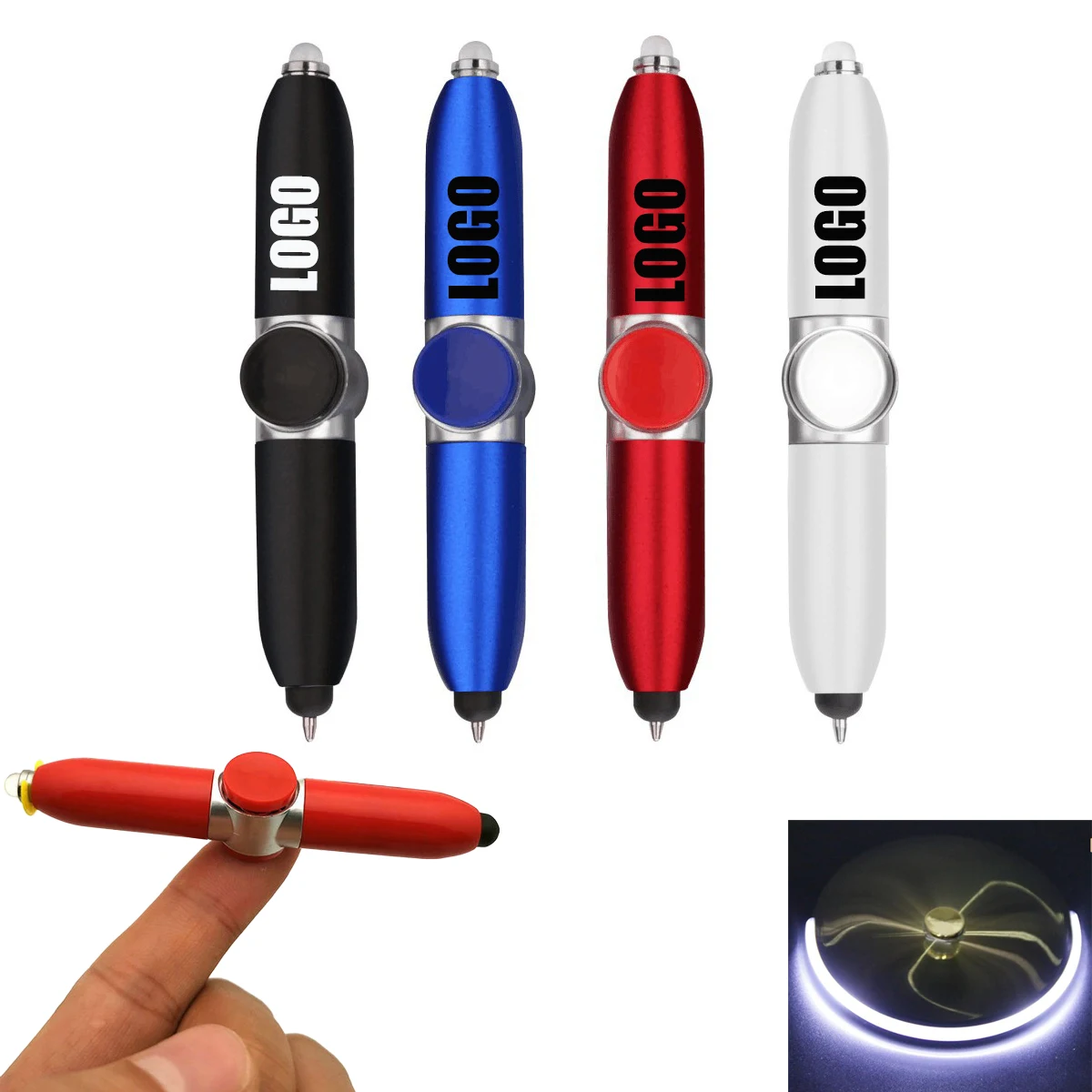 Fingertip Gyro Ball Point Pen With LED Light 1