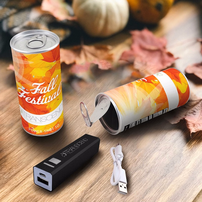 Power Shot 10 - 2200 mAh Metal USBP2200M Power Bank in Branded Can