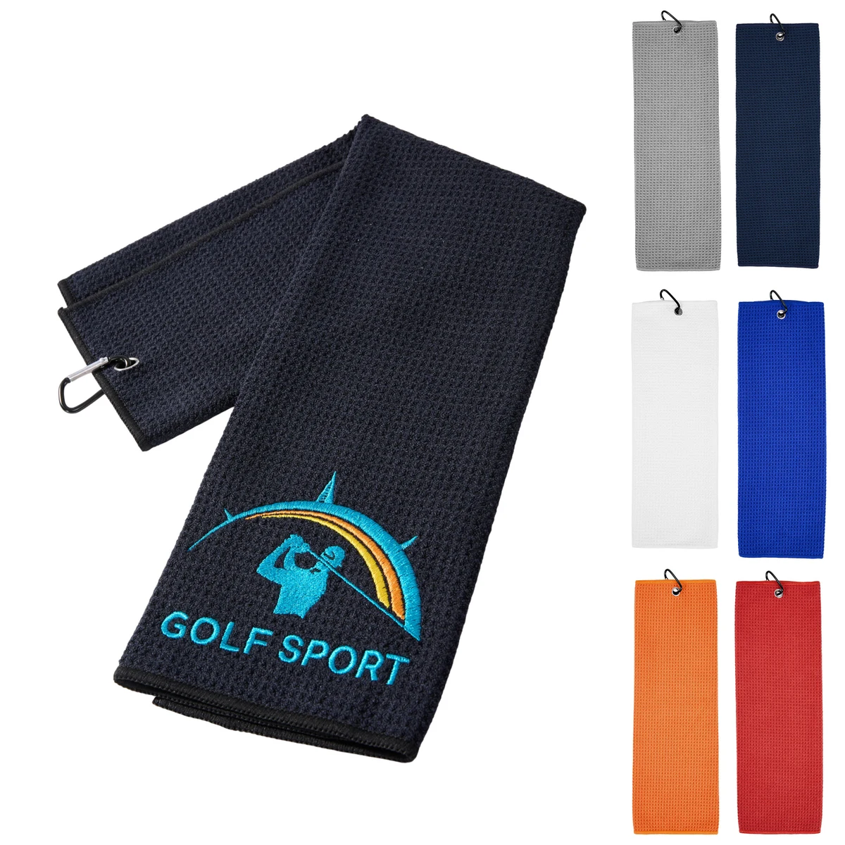 400GSM Waffle Texture Golf Towel With Hook-3 Holes 1