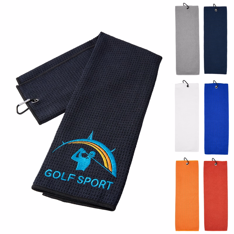 400GSM Waffle Texture Golf Towel With Hook-3 Holes