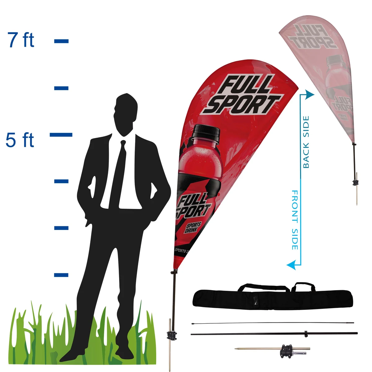 6.5 ft. Teardrop Advertising Flag Kit 1 (Single Sided) 1