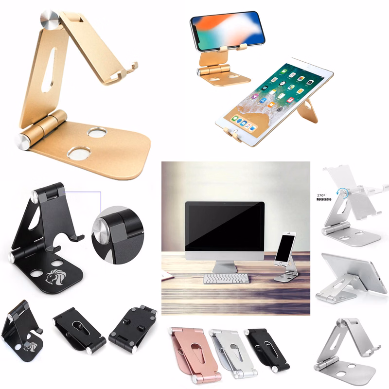 iBank ® Premium Aluminum Desktop Phone Stand – Fully Foldable & Multi-Angle Adjustable Holder. Free