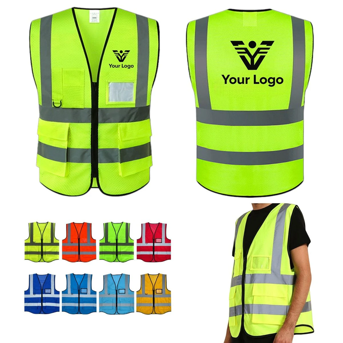 Adult Reflective Safety Vest, custom jacket with logo imprint 1