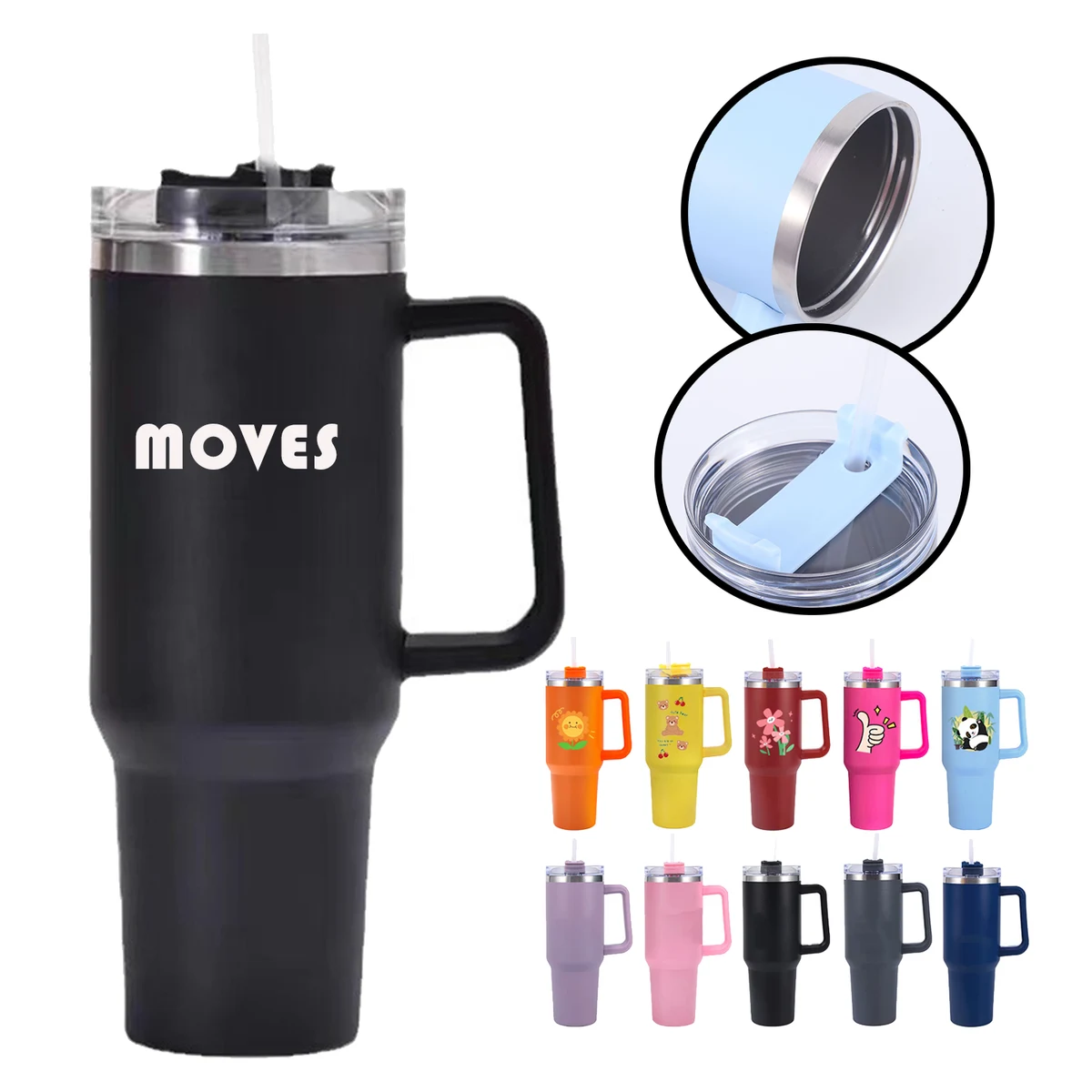 40OZ Stainless Steel Cup With Handle Stra 1