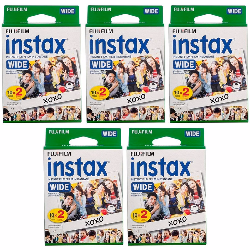 Wide Instant Film, White, 20 Exposures (5 Boxes)