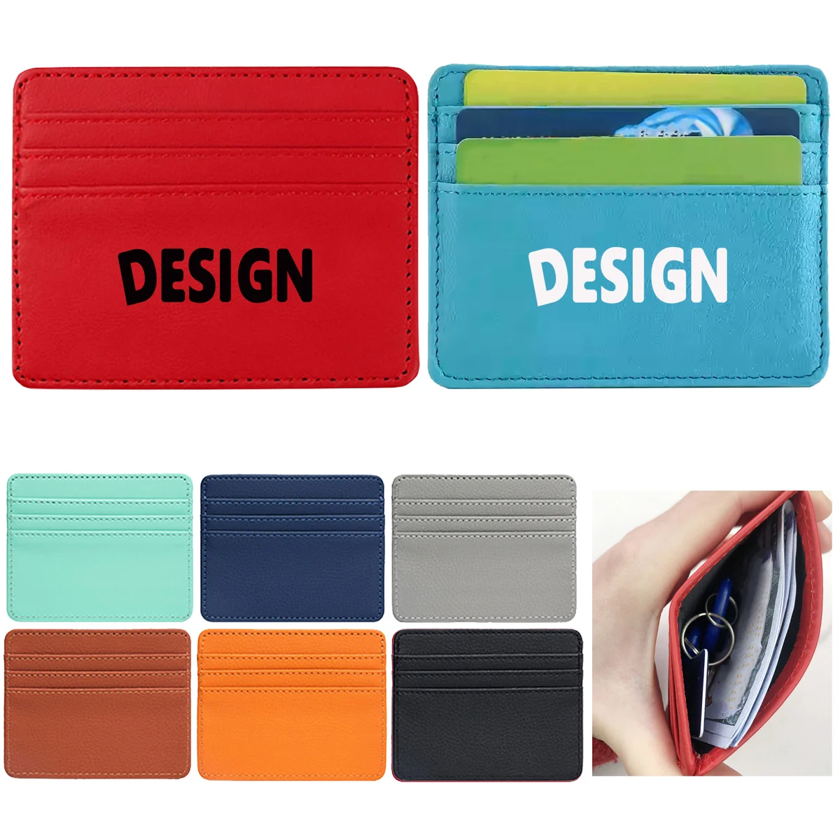 MOQ50 PU Leather Small Card Holder Wallet 1