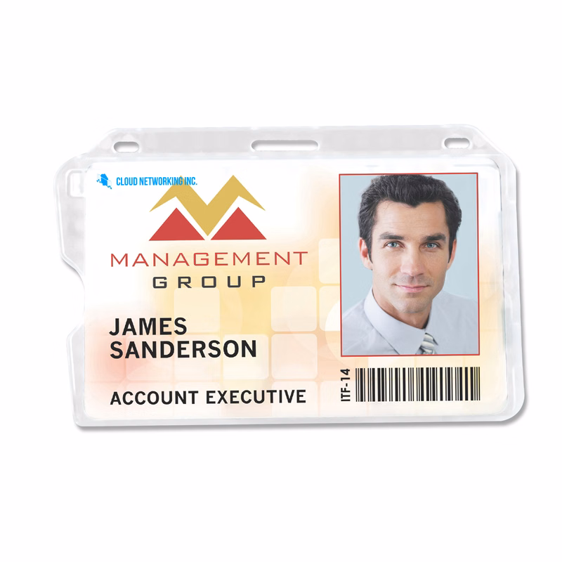 3.64" W x 2.73" H - Horizontal Rigid Card Holder (1 Color Imprint)