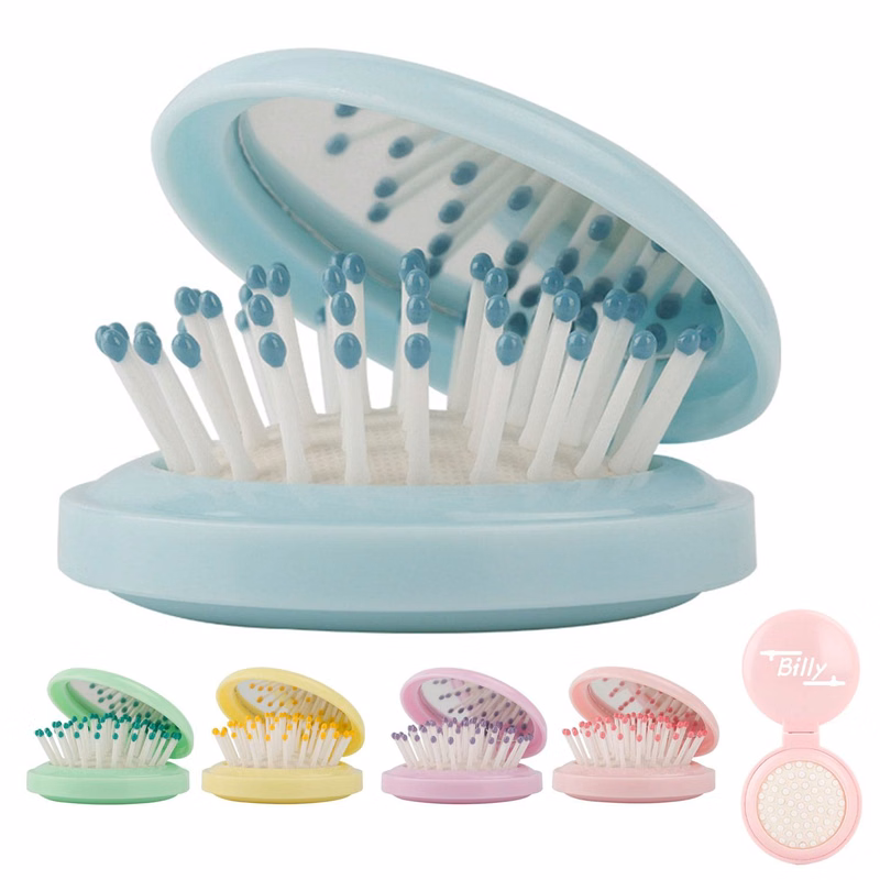 Round Folding Hair Brush with Mirror