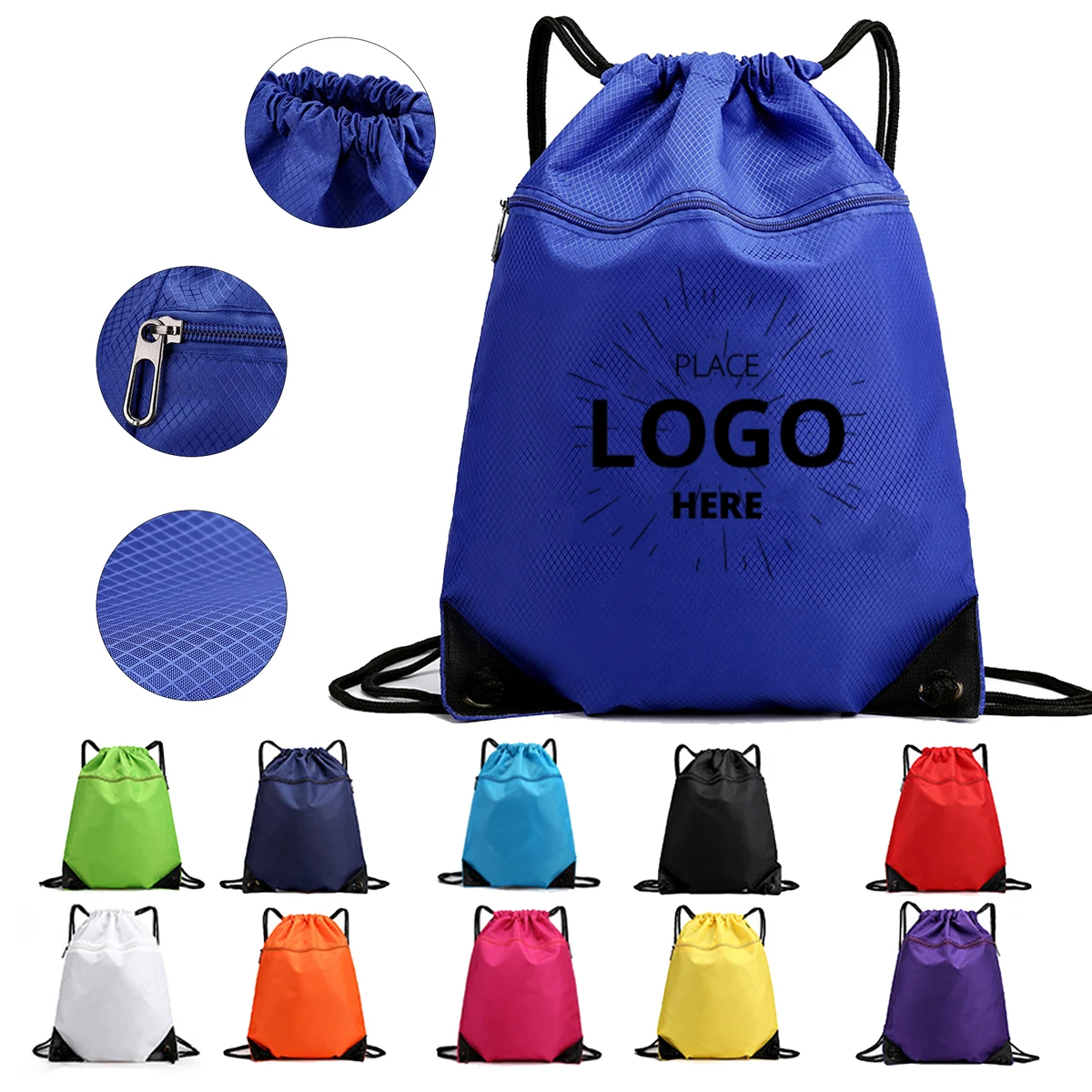 Large Zippered Cinch Pack 1