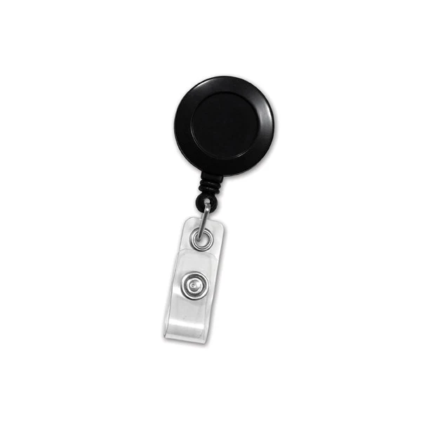 Custom Round Plastic Clip-On Badge Reel (Black) 1