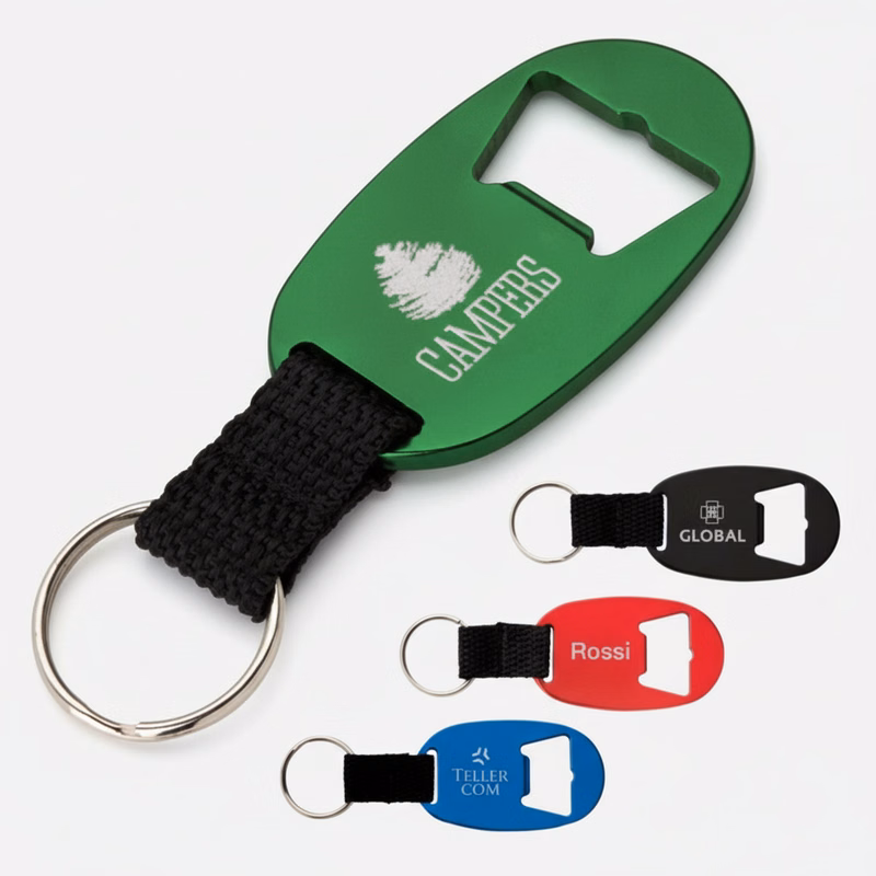 Bottle Opener Keychain w/ Strap