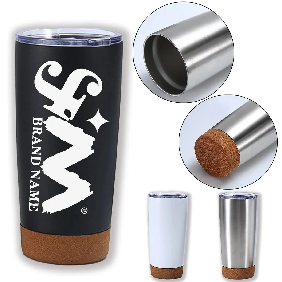 20 Oz Vacuum Insulated Travel Tumblers With Cork Bottom 1