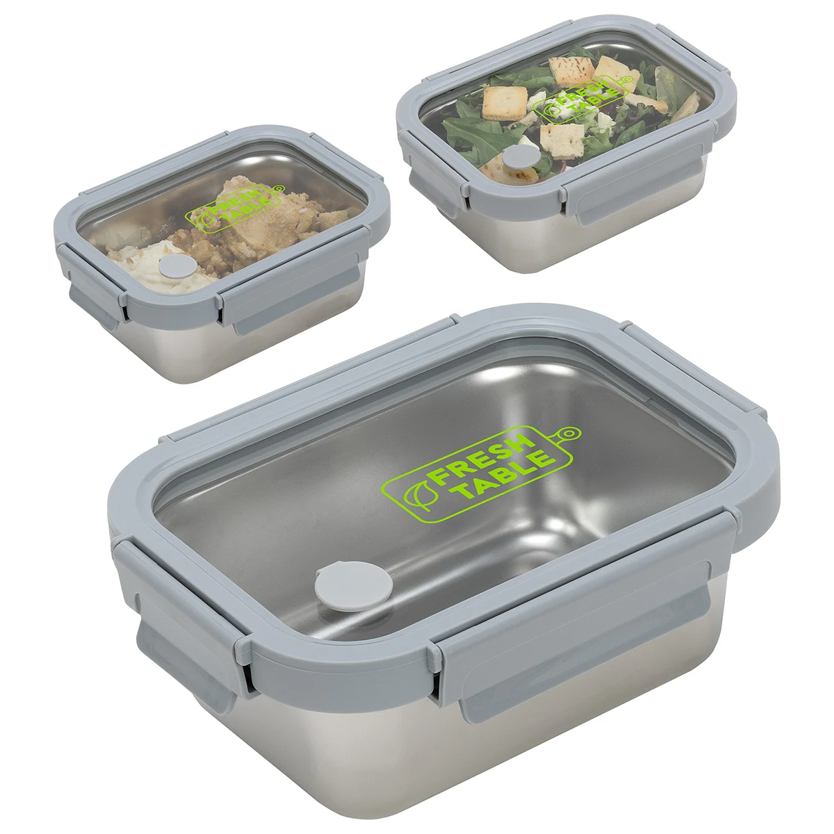 Heat 'N Eat Microwaveable Stainless Steel Lunch Box with Vented Glass Lid 1