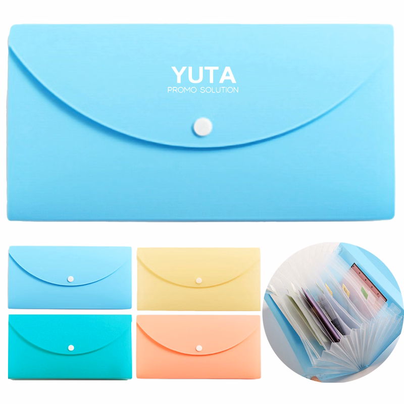 B5 Waterproof 13 Pocket Accordion File Folder w/ Snap Button