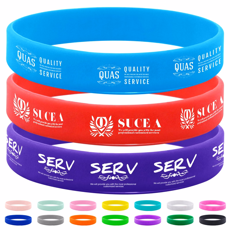 Screen Printed Silicone Wristband With Low Minimum Order Quantity