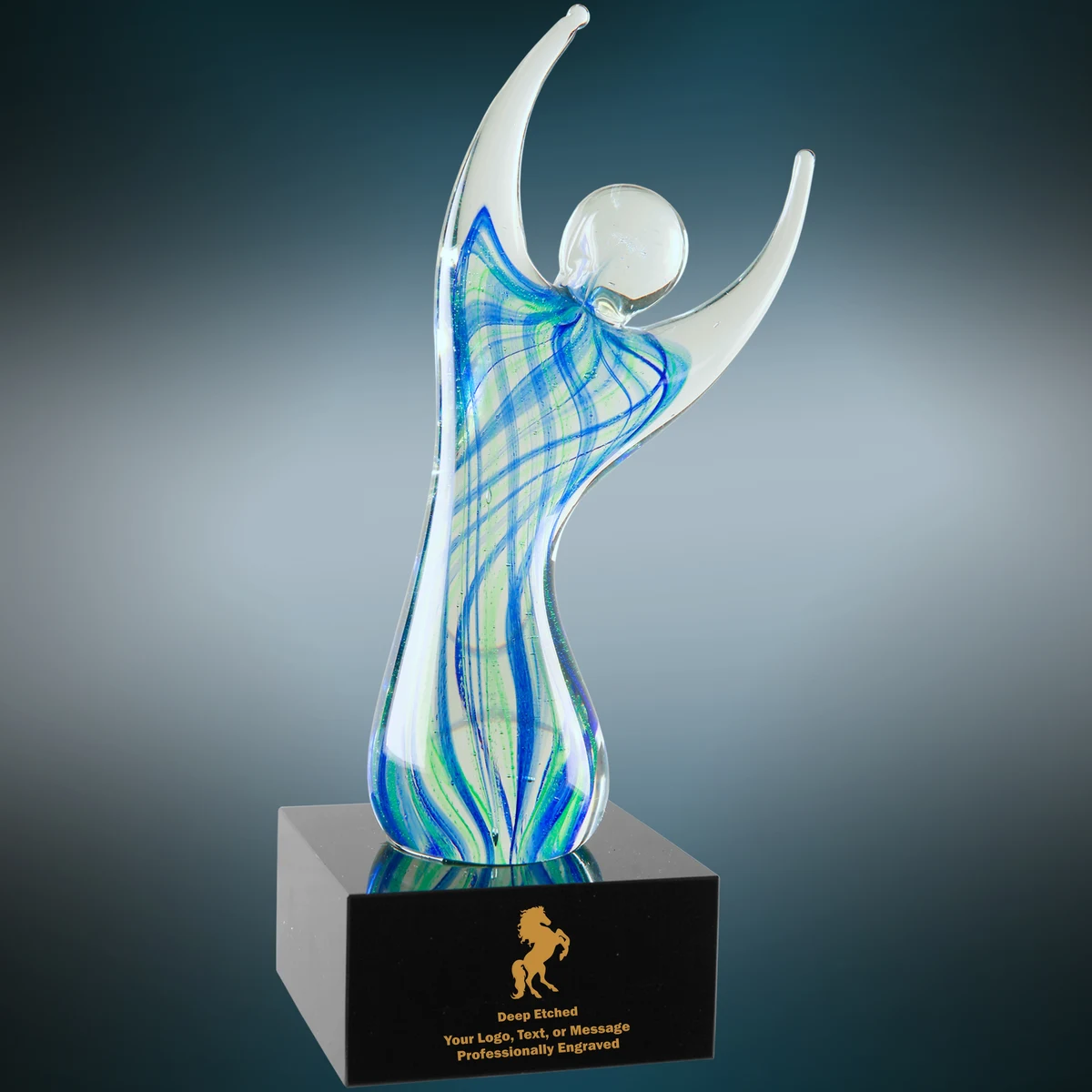 9" Raised Arms Art Glass Award 1