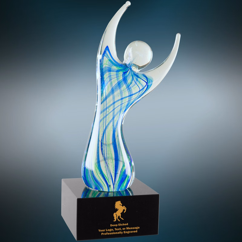 9" Raised Arms Art Glass Award