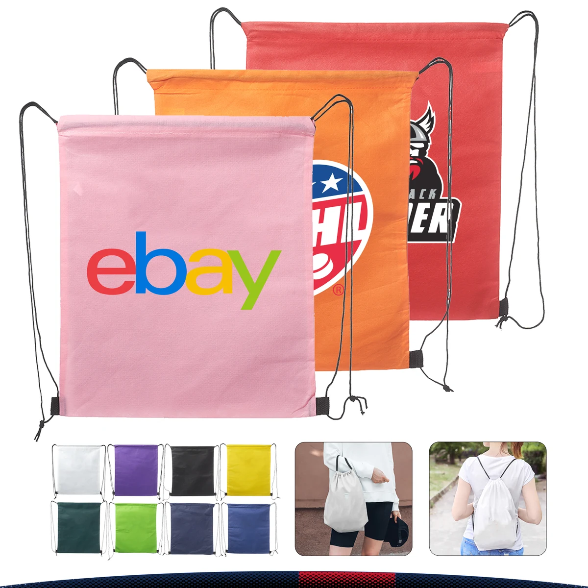 Lucia Drawstring Backpacks, custom backpack with logo imprint 1