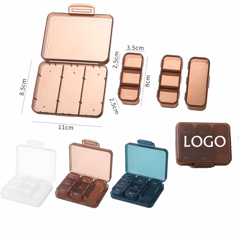 Portable 7-Compartment Travel Pill Box Set