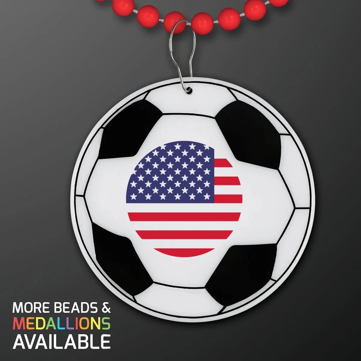 USA Soccer Medallion on Red Value Beads (NON-Light Up) 1