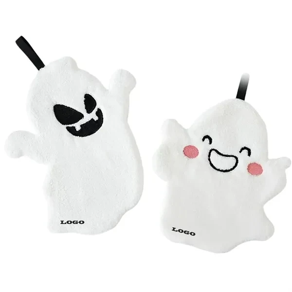Custom Embroidered Ghost Hand Towel 9.45 x 7.68 Inch Plush — Halloween Promo 1