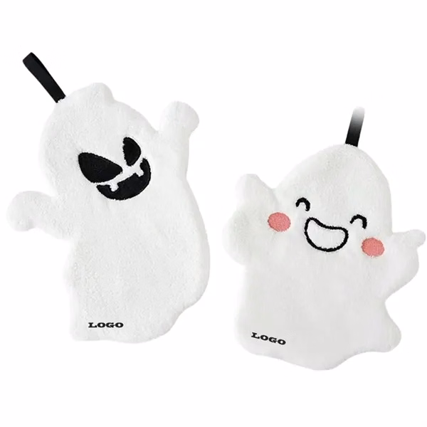 Custom Embroidered Ghost Hand Towel 9.45 x 7.68 Inch Plush — Halloween Promo