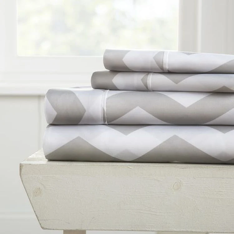 Premium Sheet Sets - Gray & White Cali King 4 Piece 1