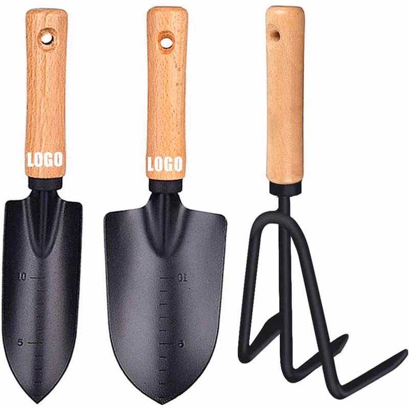 3 Pieces Gardening Hand Tool Set with Solid Wood Ergonomic Handle