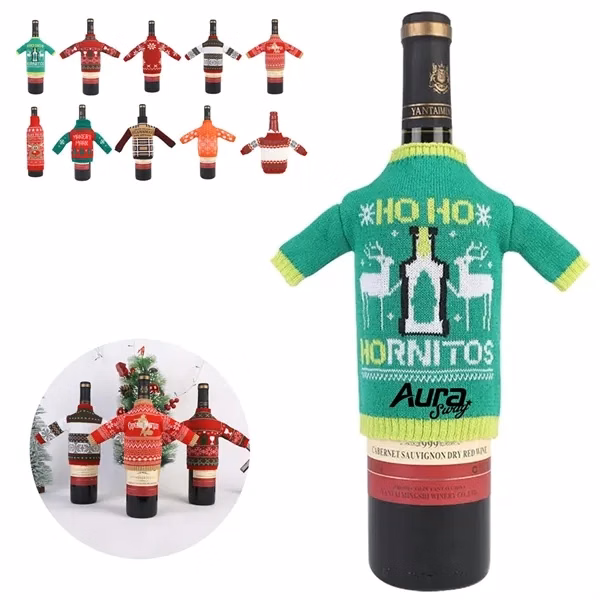 Custom Christmas Wine Bottle Sweater with Festive Knit — Holiday Table Decor