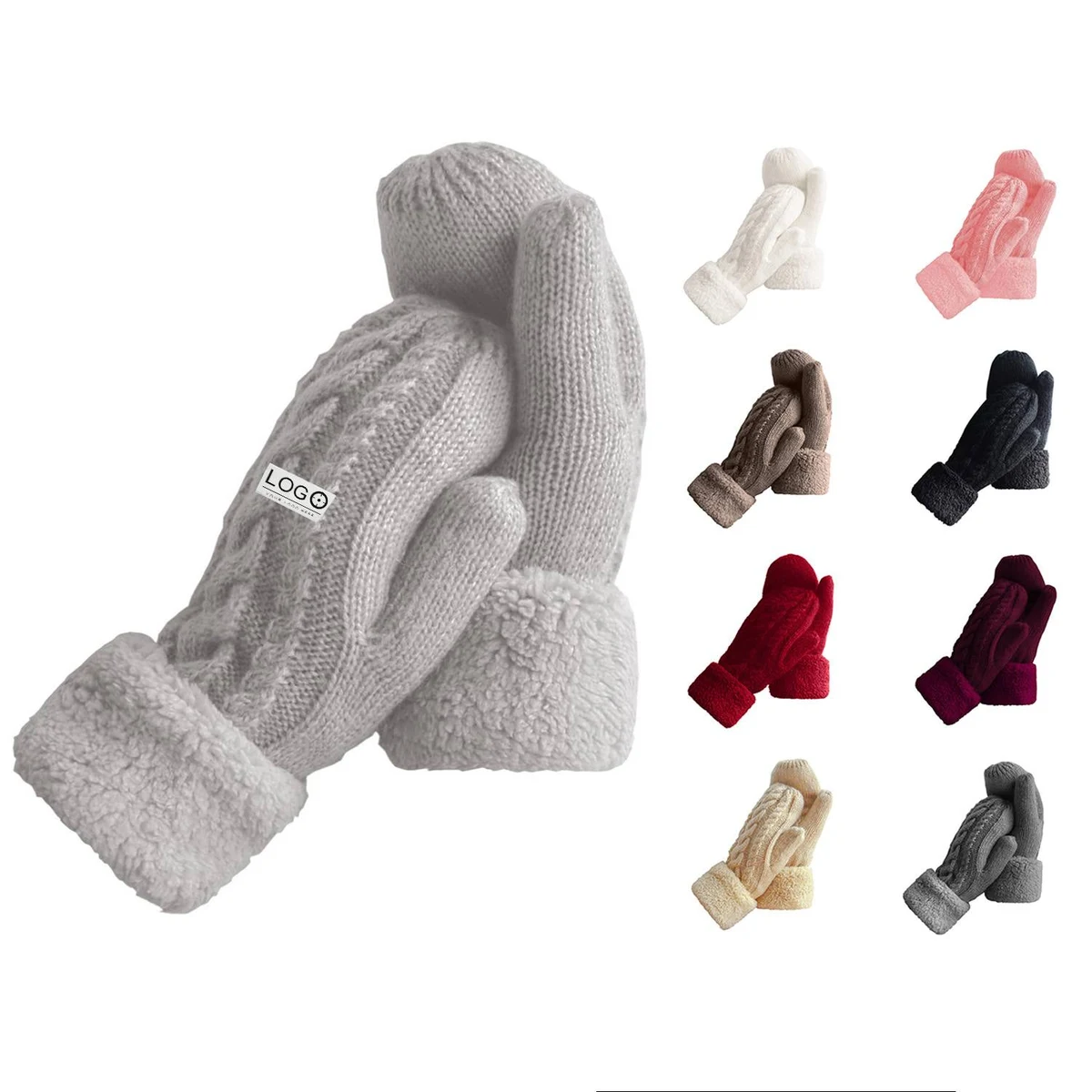 Fleece Knit Mittens Thermal Winter Gloves 1