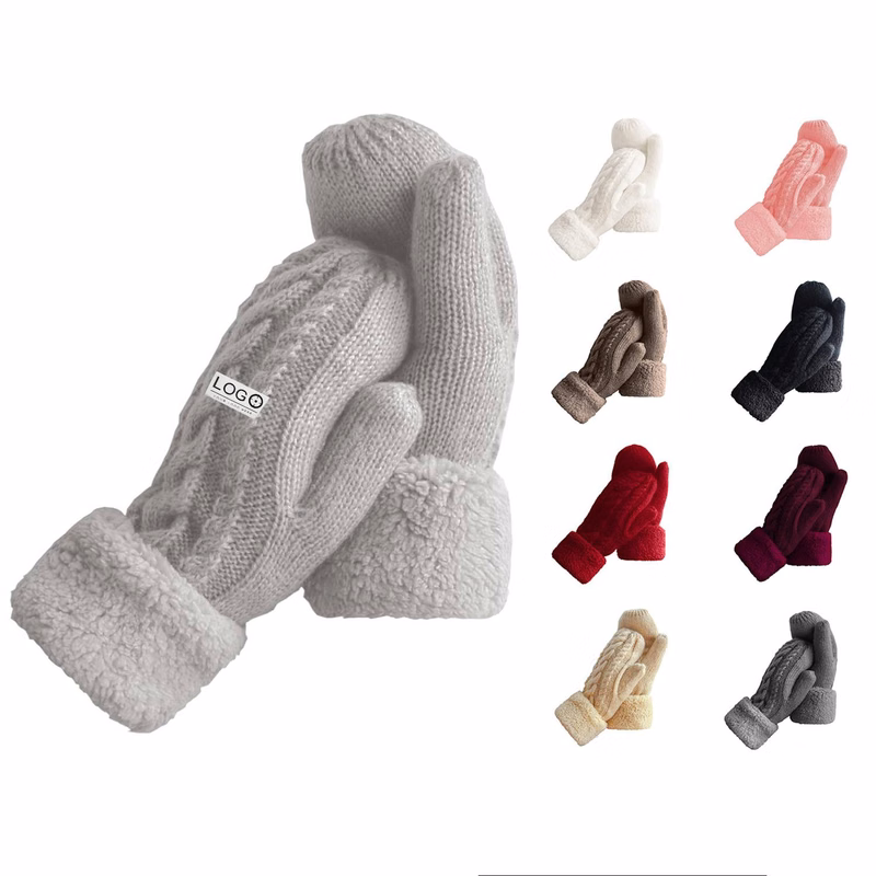 Fleece Knit Mittens Thermal Winter Gloves