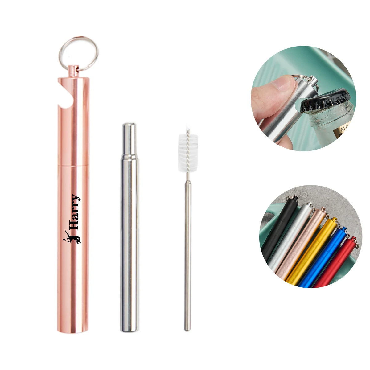 Stainless Steel Telescopic Straw With Bottle Opener 1