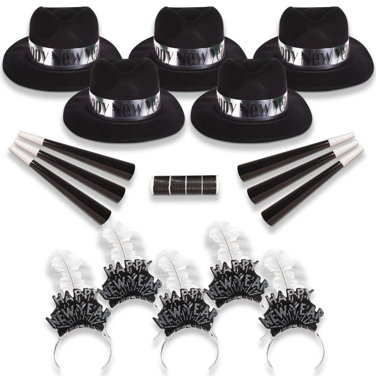 Silver Midnight New Year's Eve Party Kit for 50 1