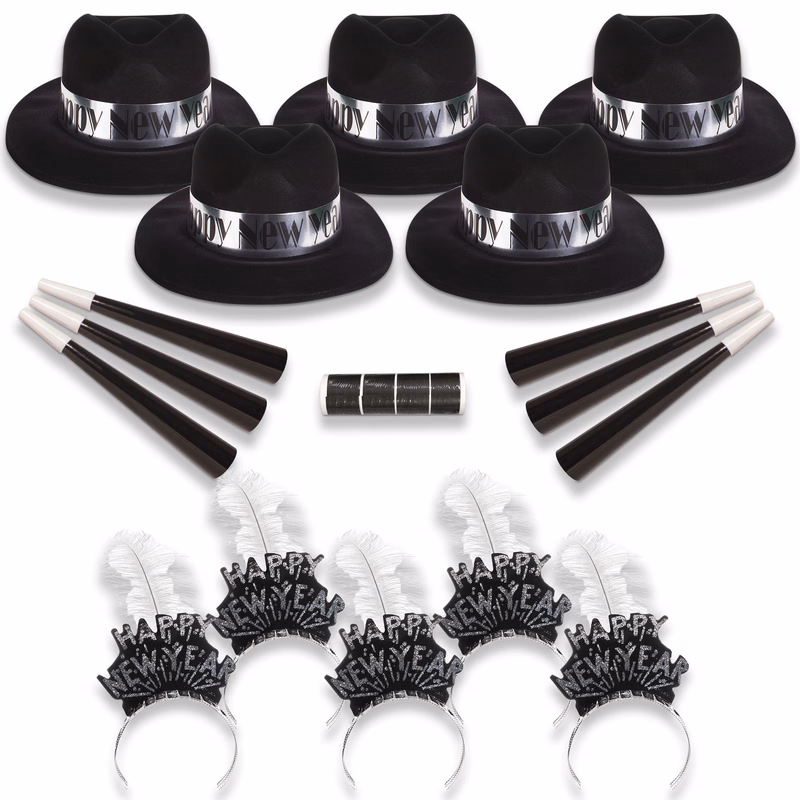 Silver Midnight New Year's Eve Party Kit for 50