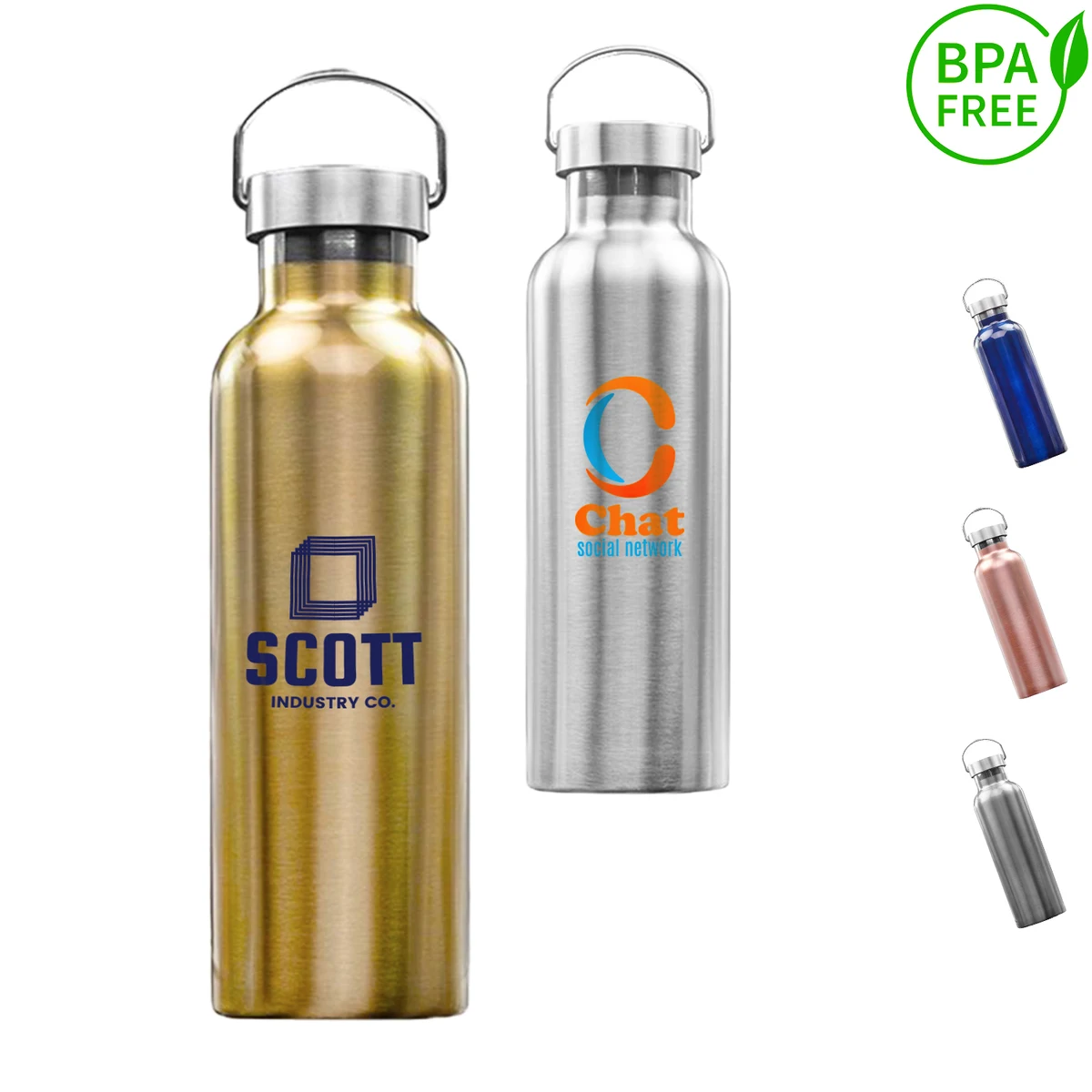 25 oz. Stainless Steel Canteen Water Bottles w/ Handle, custom water bottle with logo imprint 1
