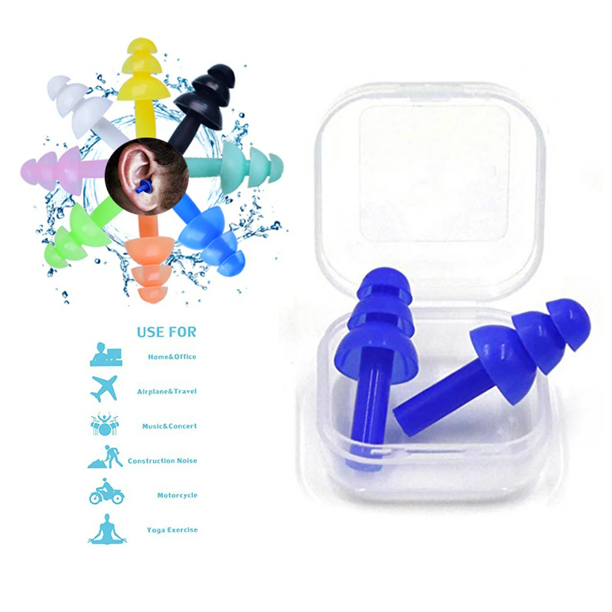 Silicone Waterproof Earplugs In Storage Cases 1