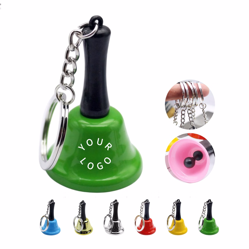 Mini Metal Hand Bell With Key Ring 1.5" Length x 2.6" Width